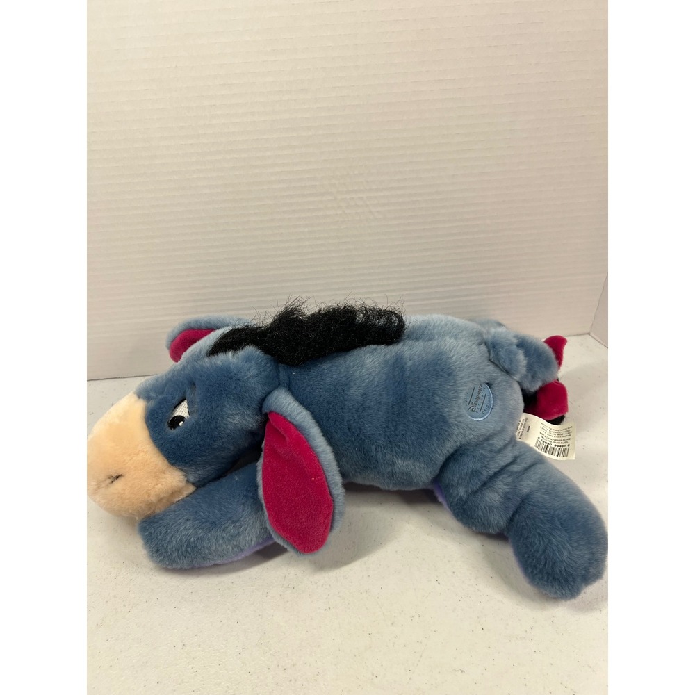 Disney Store Eeyore Plush Winnie the Pooh Lying Blue Donkey Detachable Tail 12"